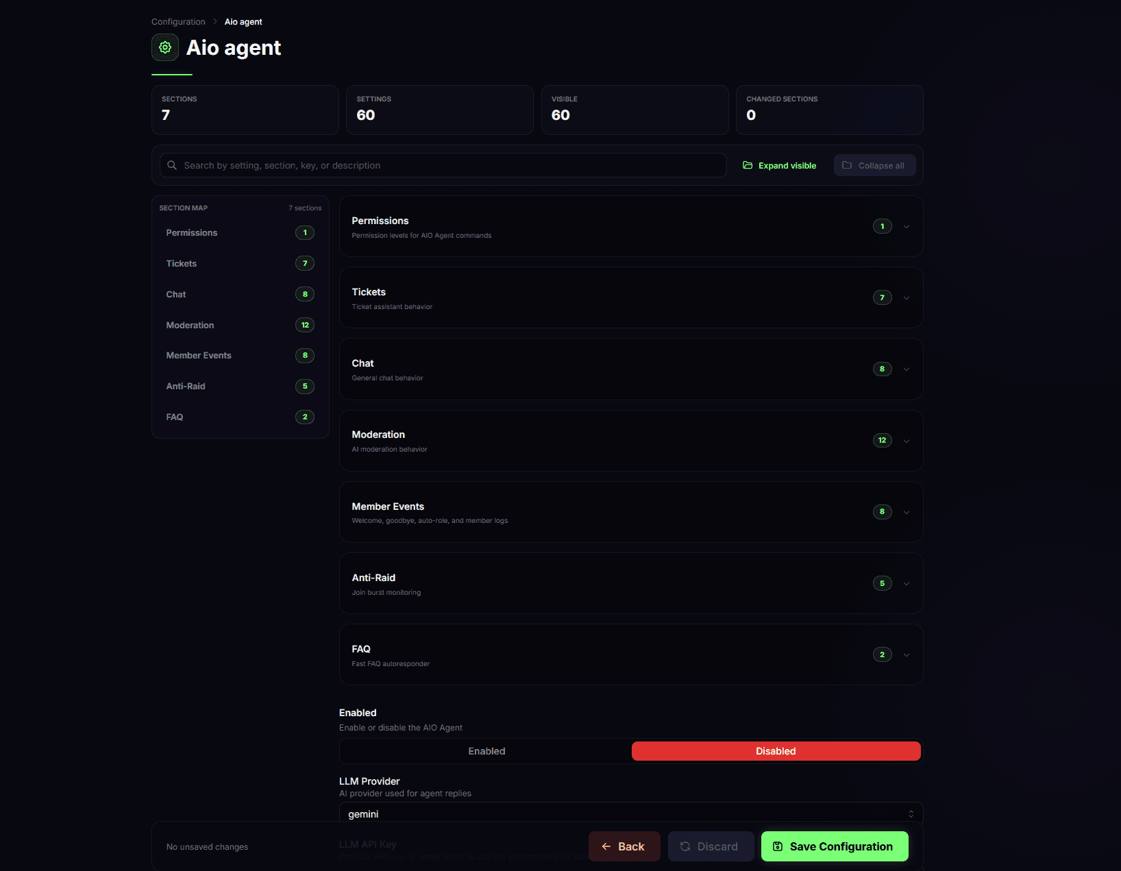 AIO Agent configuration overview